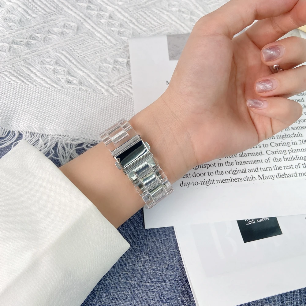 Ремешок спортивный прозрачный для Apple Watch Band SE 6 44 мм 40 сменный Браслет iWatch 38 42 5 4 3 2 1