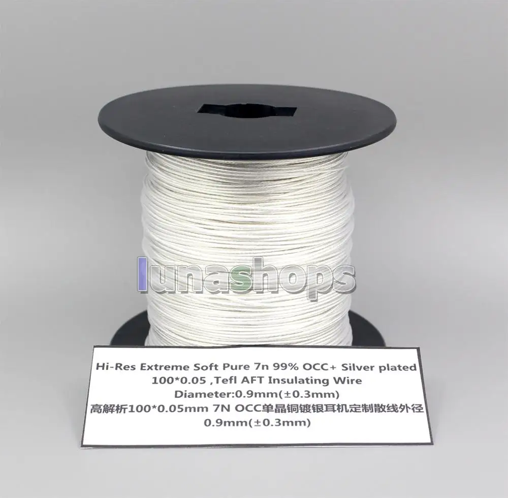 LN005332 10m Hi-Res Экстремальный мягкий чистый 7n 99% OCC+ посеребренный сплав 100*0,05 Tefl AFT изоляционный провод диаметр: 0,9 мм(±0. 3 мм
