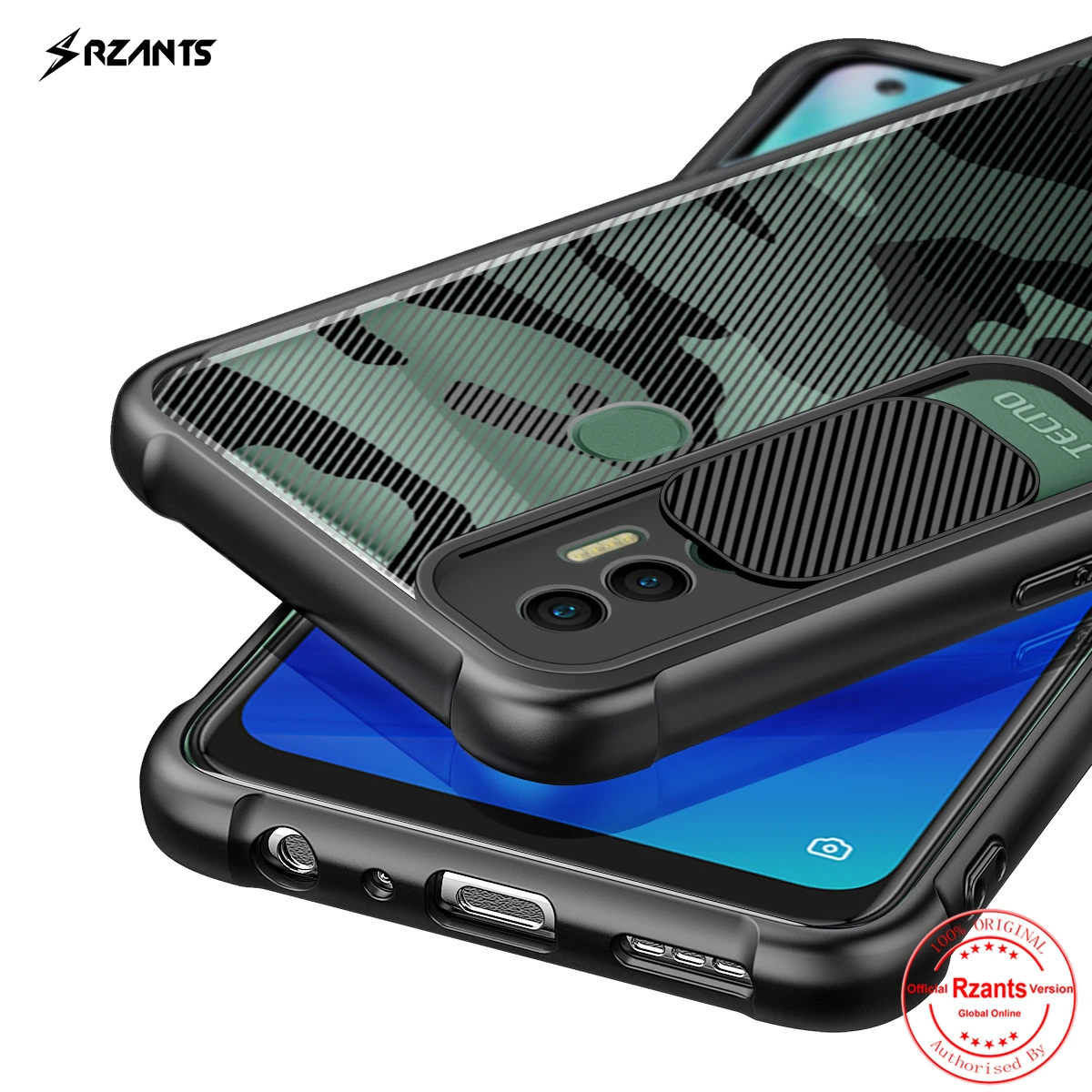 

Rzants For Tecno Spark 7 Spark 7P Case Hard [Camouflage Lens] Lens Protection Slim Crystal Clear Cover