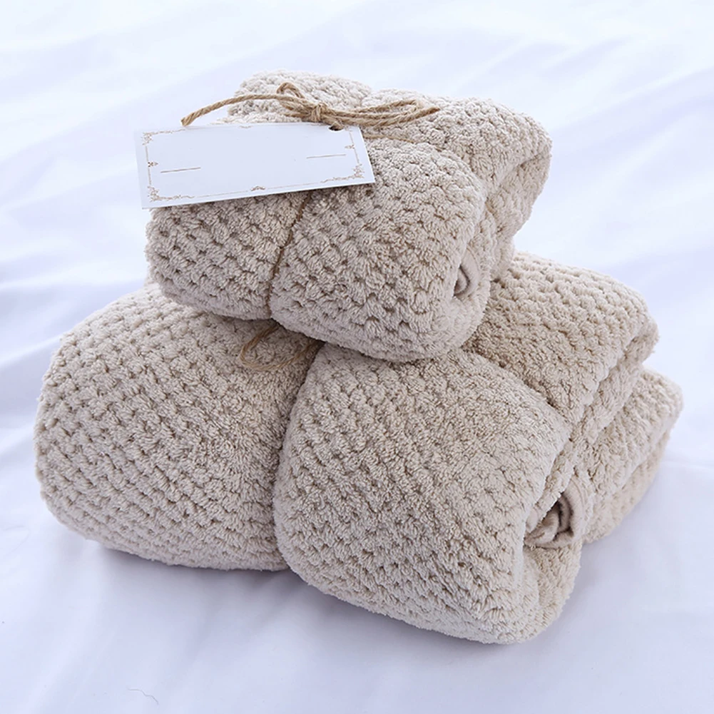 

Soft Hand Portable Absorbent Home Easy Clean Towel Set Coral Fleece Breathable Thicken Beach Gift High Density Bath Wrap