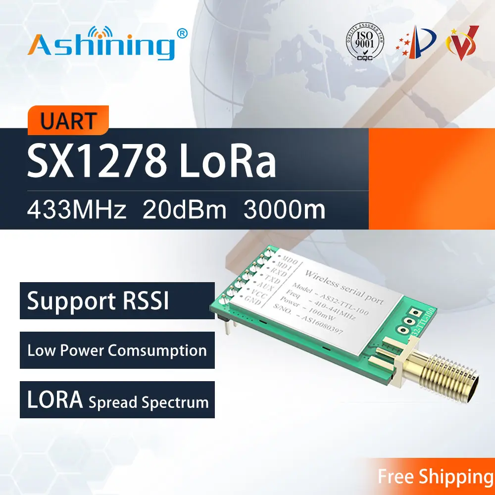 10pcs/lot LoRa SX1278 433MHz 100mW Wireless rf Module IoT Transceiver AS32-TTL-100 UART Long Range Transmitter Receiver