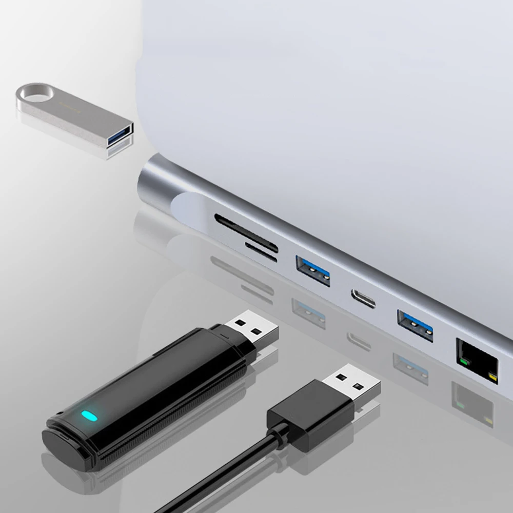 12 в 1 Тип C концентратор USB кабель-Переходник на HDMI VGA RJ45 3 Порты SD/устройство для