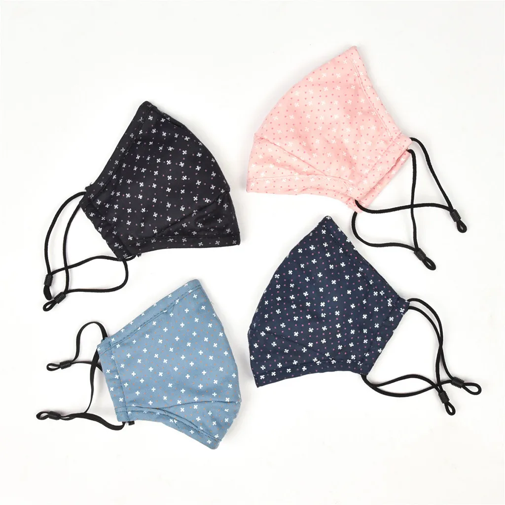 

Unisex washable mask Cotton Dustproof Reusable Adjust Printing Mask 2 Filters Reusable Mouth Cover Fashion Fabric Masks
