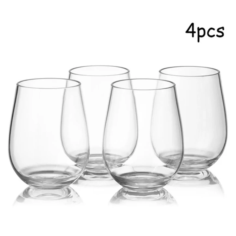 

4Pcs New 463ml Unbreakable Wine Glasses Shatterproof Plastic Glass Safe Reusable Transparent Fruit Juice Beer Cup