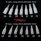 500 шт. 1R 3R 5R 7R 3F 5F 7F иглы шапки является своего рода автоматической крышки иглы татуировки nedles советы одноразовый стерильный набор для перманентного макияжа бровей Подводка для губ