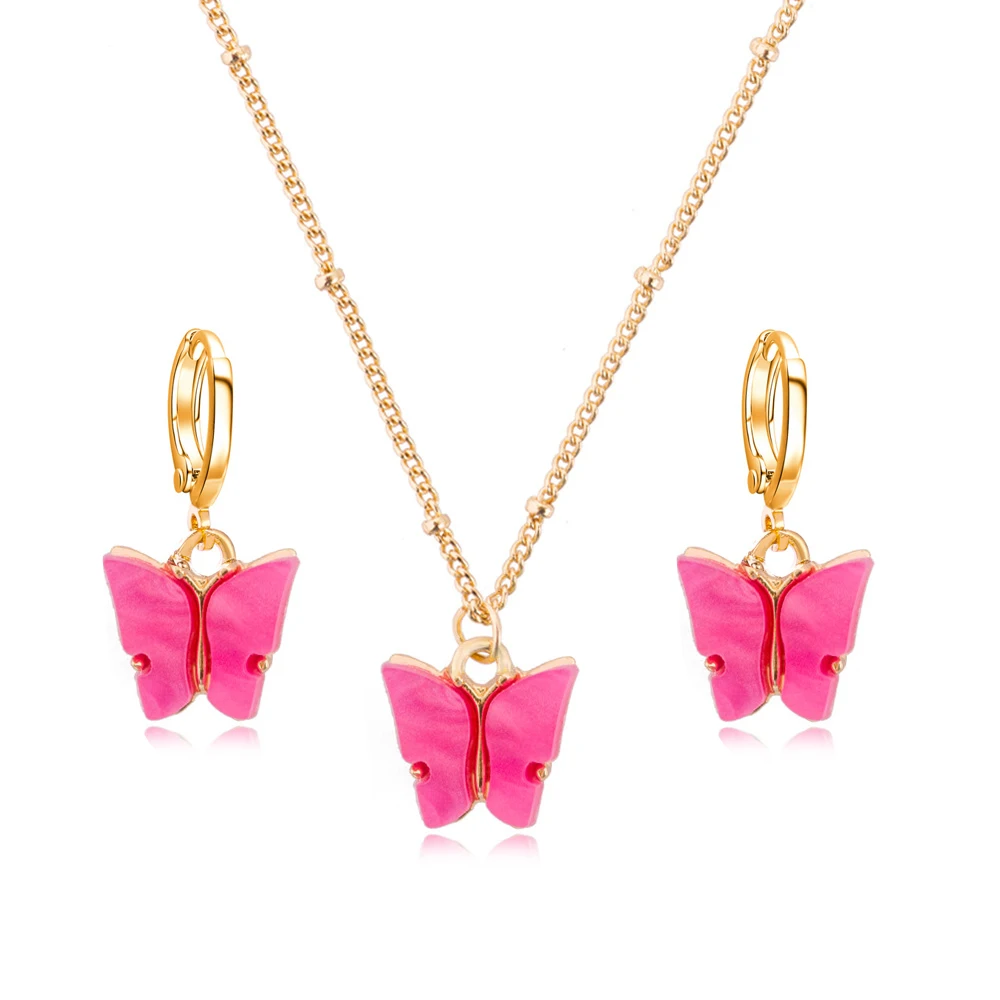 Женский акриловый комплект с бабочкой ювелирное изделие кулон в виде животного