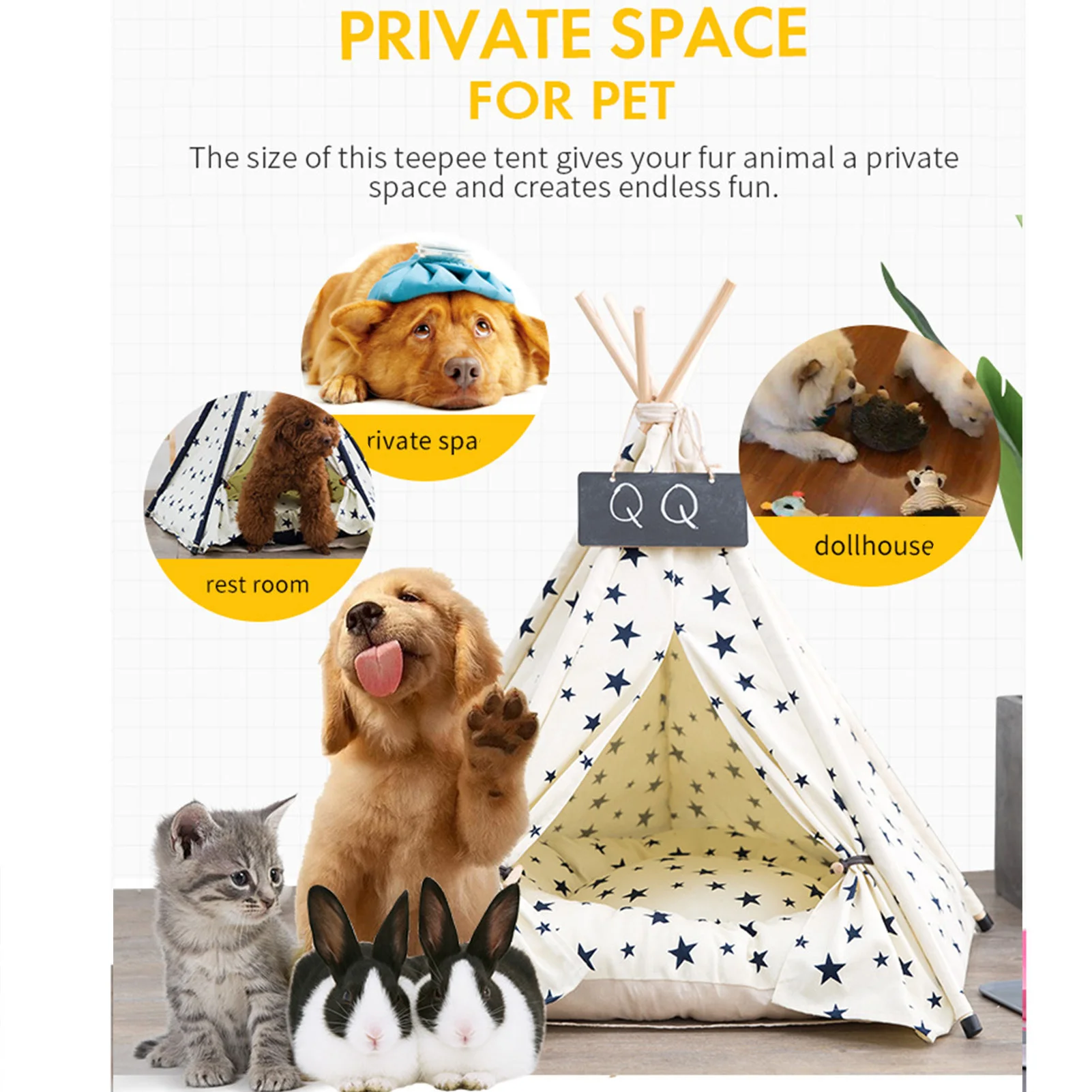 

Dog Bed Cat Bed with Cushion Luxery Portable Dog Tents Pet Houses for Small Medium Pet