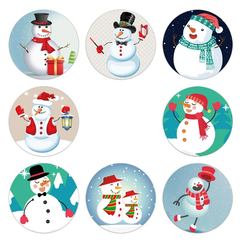 

500Pcs/Roll Christmas Feastival Decor Stickers Snowman Printing Pattern Adhesive Label Seal Sticker Suitable For Envelop Gift