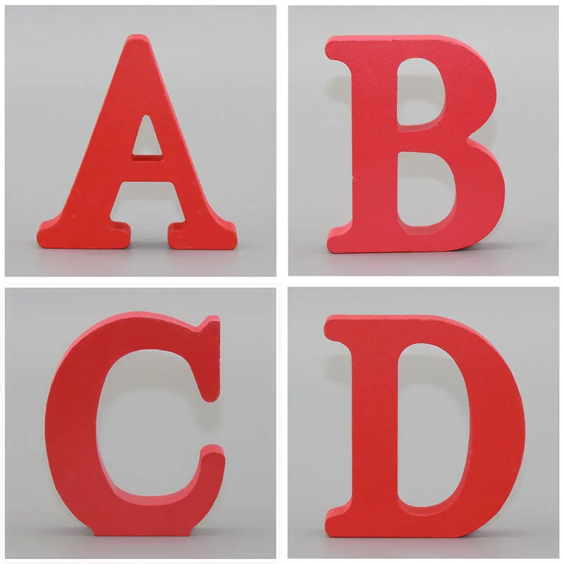 

1pc 10CMX10CM Red Art Craft Free Standing Heart Wedding Home Decor Wooden Letter English Alphabet DIY Personalised Name Design