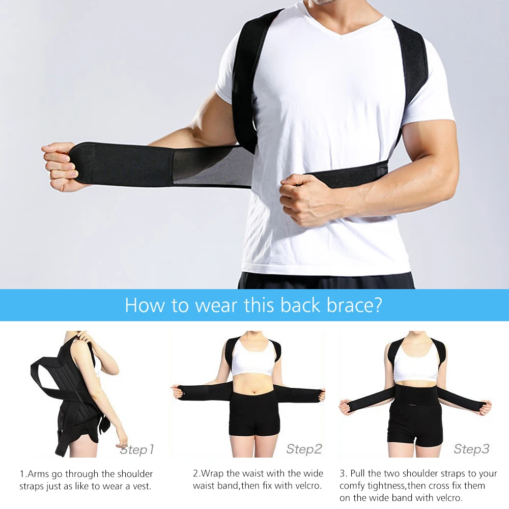 Back Waist Posture Corrector Adjustable Adult Correction Belt Trainer Shoulder Lumbar Brace Spine Support Vest | Спорт и развлечения