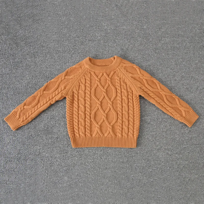 Осенний Детский свитер вязаные однотонные свитера для маленьких мальчиков и