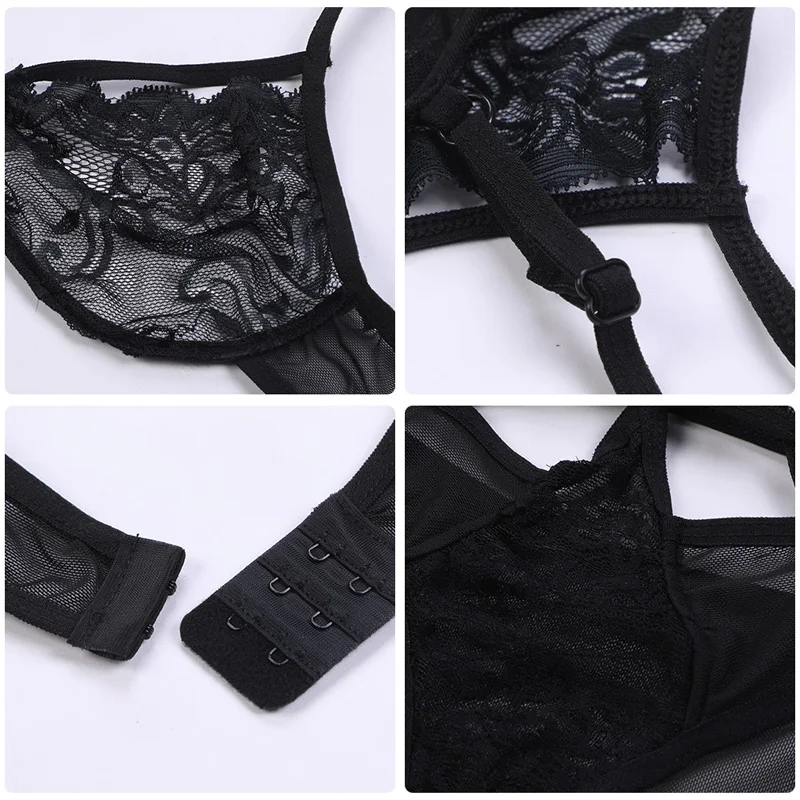 

Hollow Underwear Women Lace Sexy Lingerie Set Ladies Tied Up Sexy Lingerie Push Up Underwear Three Point Bikini Underwear Set