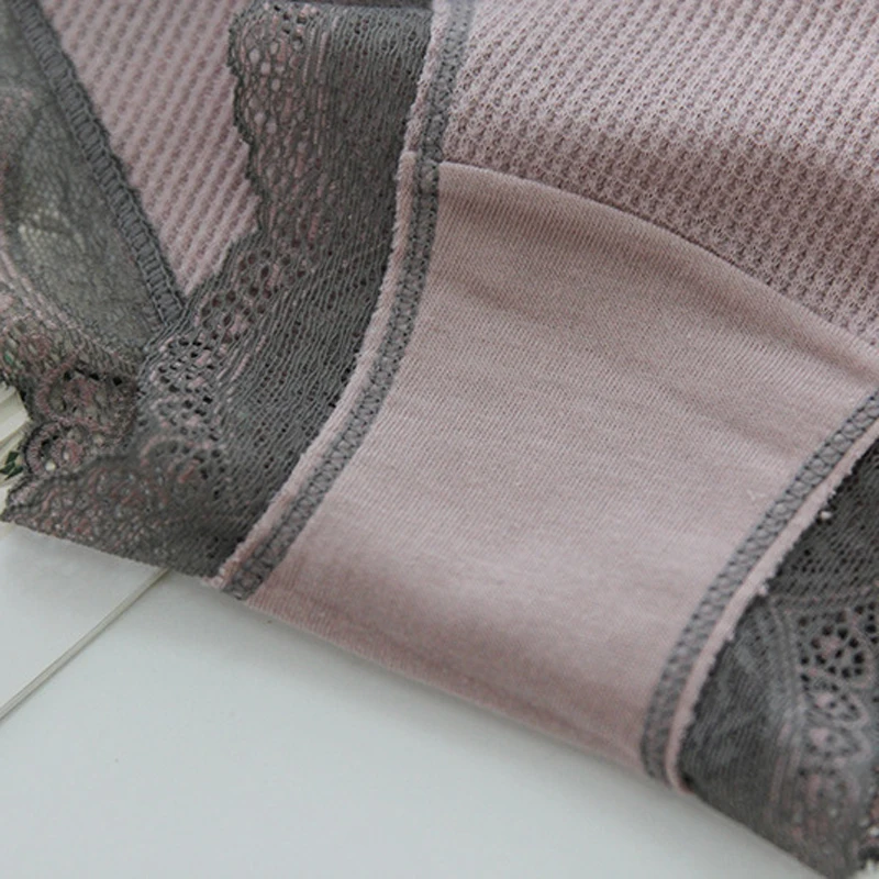 

Roseheart Women Fashion Pink Green Lace High Waist Panties Underwear Lingerie Briefs 3 Pieces 3 Color Cotton Underpants