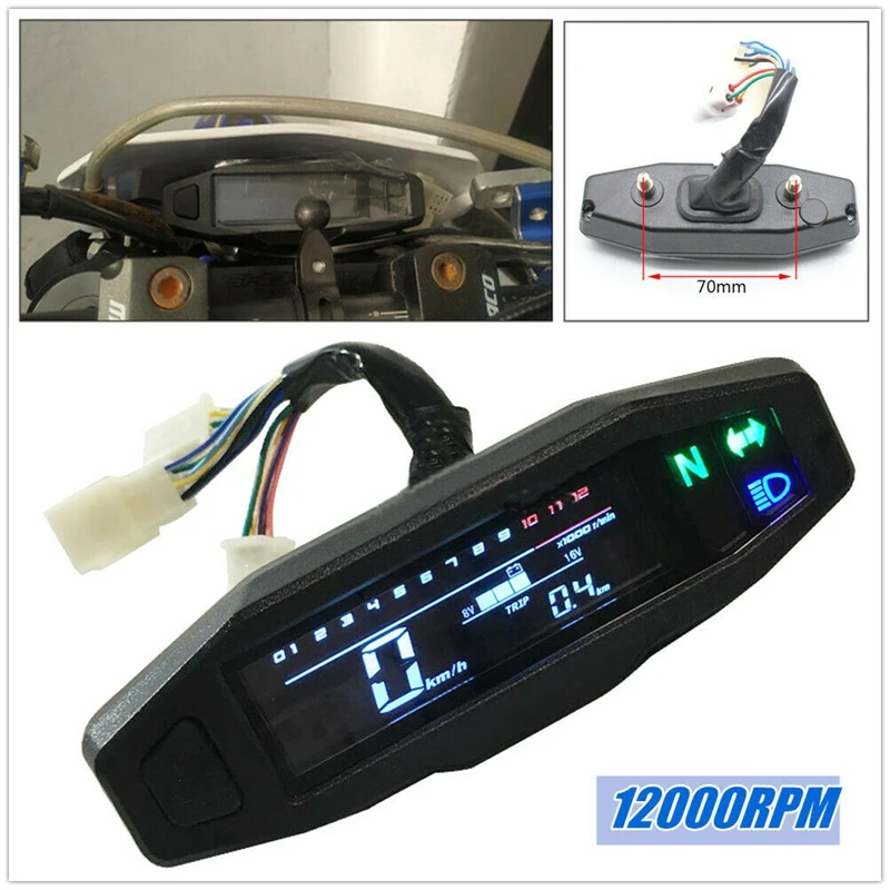 

Universal RPM Motorcycle LCD Speedometer Mini Meter Odometer Electric Injection Carburetor Instrument with Sensor
