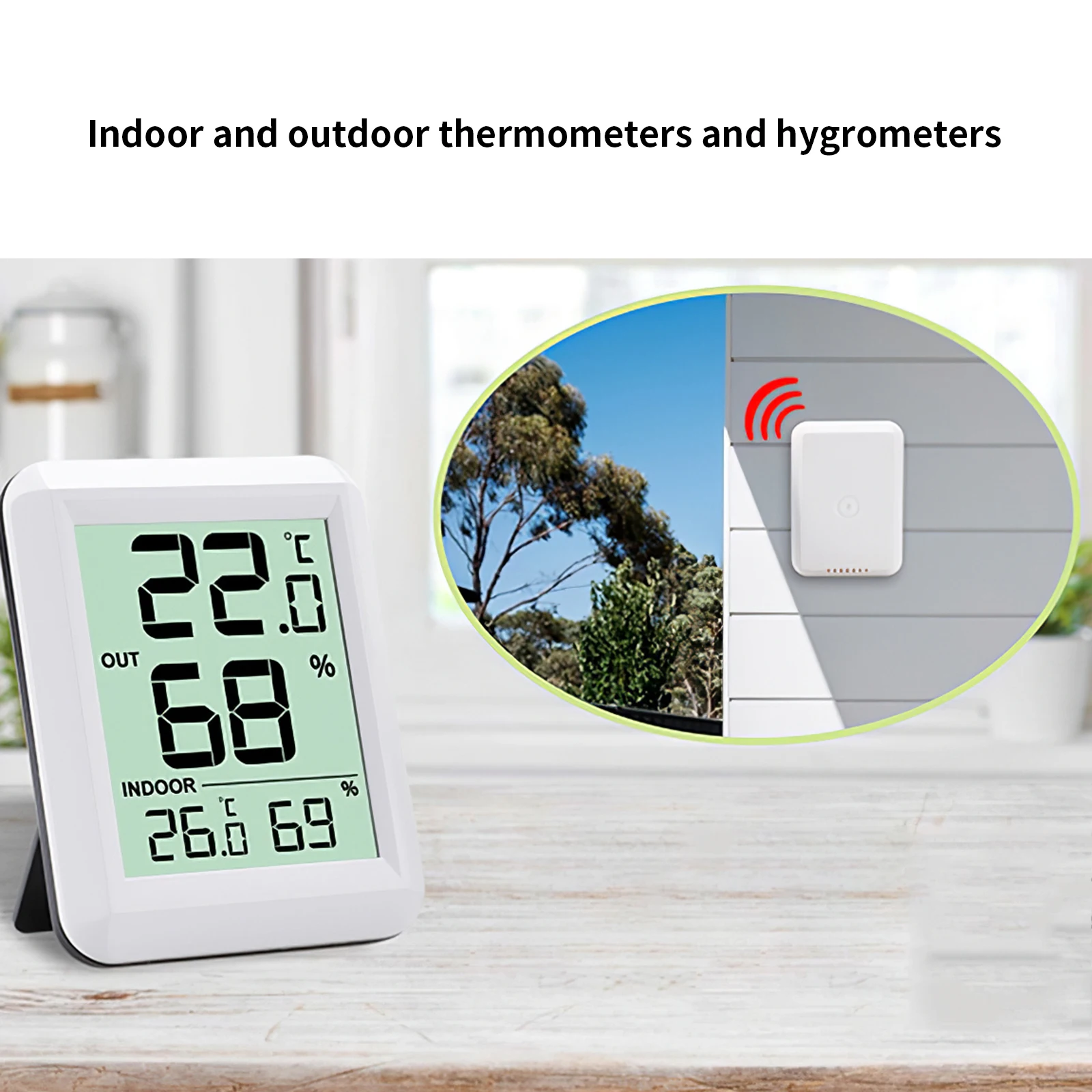 

High Precision Thermometer And Hygrometer LCD Display Battery Powered Real-Time Updates Thermometer Humidity Monitor