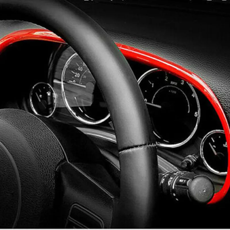 Для Jeep Wrangler JK 2011-2017 ABS Красный интерьер приборной панели метр дисплей рамка Крышка