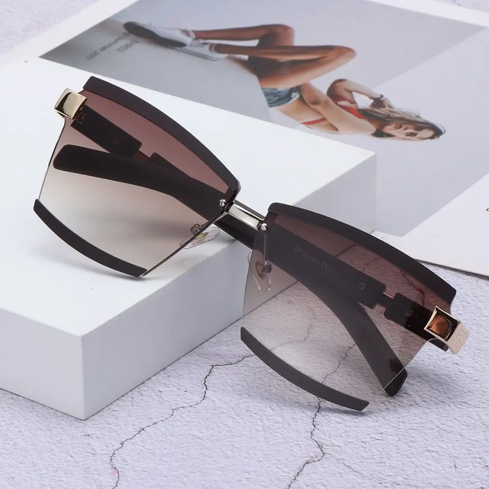 

Gradient Rimless Frame UV400 Candy Color Sun Glasses Shades Oversized Square Sunglasses Travel Eyewear