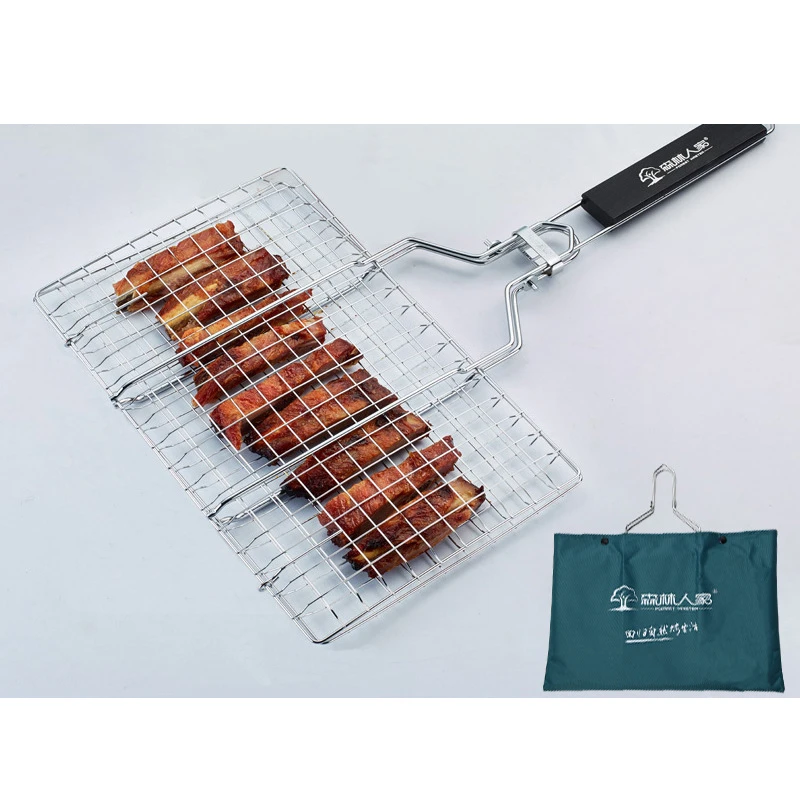 

Bbq Tools Camping Cooking Parrilla Barbecue Fish Portable Clip Churrasco Grilling Stainless Steel Fish Chicken Mesh Clamp Net