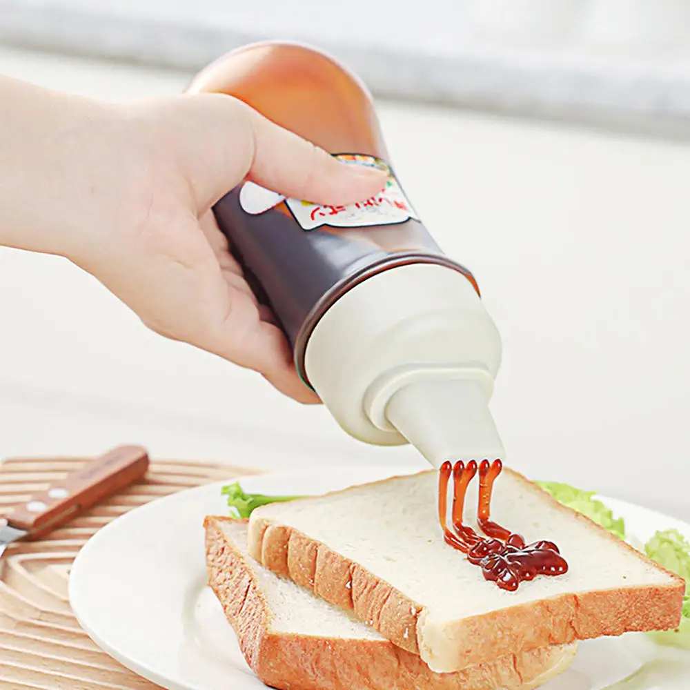 

350ml 5 Hole Squeeze Condiment Bottles With On Cap Lids Ketchup Mustard Hot Sauces Olive Oil Bottles Kitchen Accessories