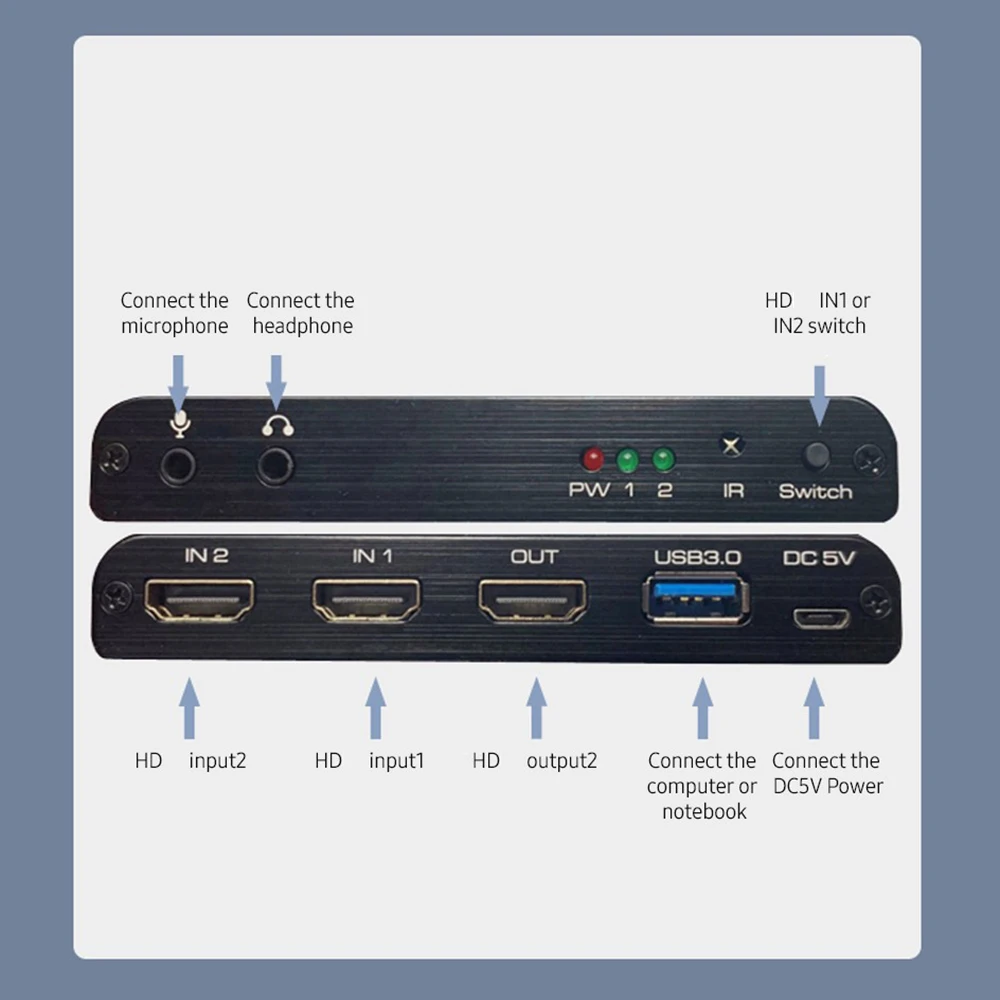 

NK-X6 Video Capture Card 4K 1080P HDMI-Compatible to USB3.0 HDMI-Compatible 2-in-1 Switcher Audio Compatible with XBOX/Recording