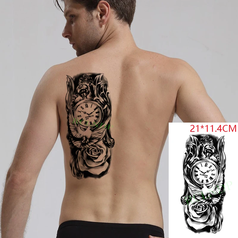 Водостойкие временные тату-наклейки Череп коза животные красный цветок