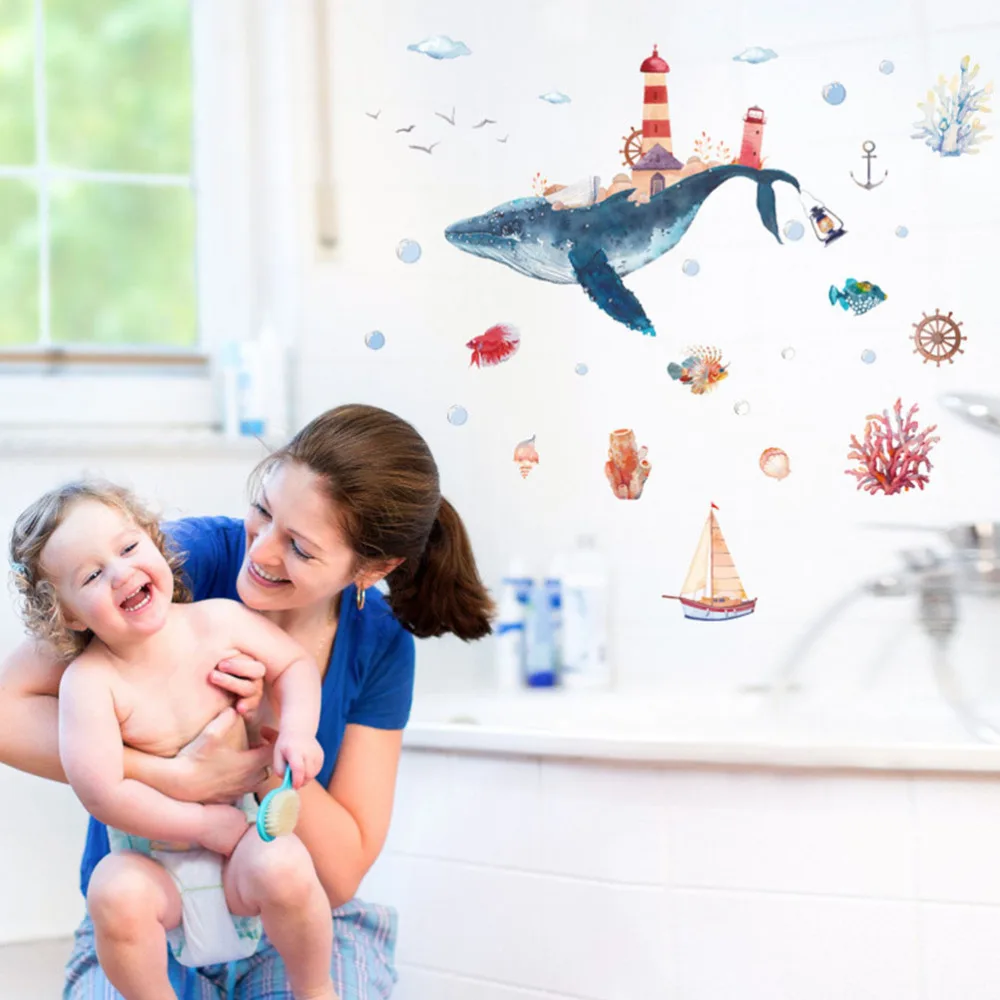 

1 Sheet Decorative Wall Stickers Underwater World Wall Decals for Living Room
