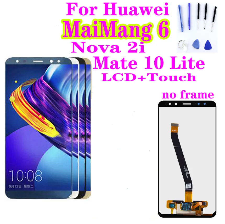 ЖК дисплей 5 9 дюйма для Huawei Mate 10 Lite / Maimang 6 Nova 2i сенсорный экран с цифровым