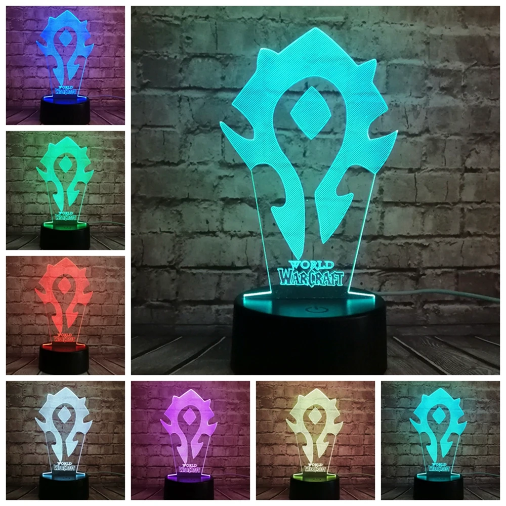 Прямая поставка модная игра wow Logo World of warcraft светодиодный Декор детский ночной