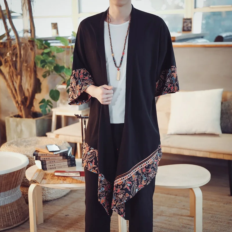 

Japanese kimono cardigan men haori yukata male samurai costume clothing kimono jacket mens kimono shirt yukata haori KK001