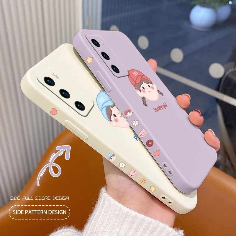 

Cute Red Riding Hood Phone Case For Huawei P40 P40Lite P30 P20 Mate 40 40Pro 30 20 Pro Lite P Smart 2021 Y7a Silicone Cover