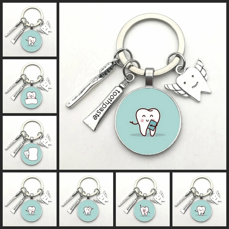 

2020 New Dentist Dental Glass Keychain Dental Assistant Gift Dental Care Keychain