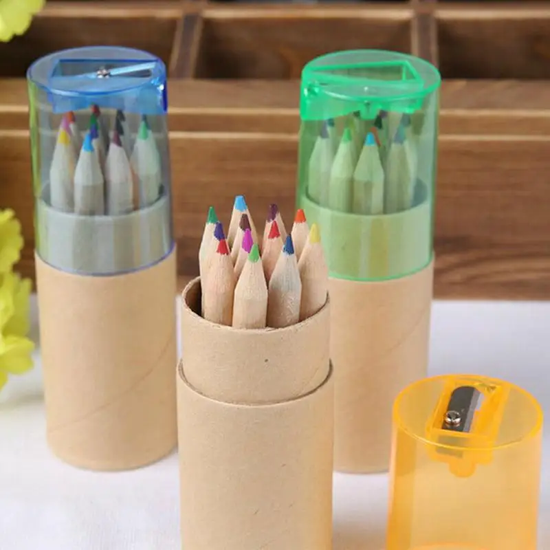 

12 шт./лот 12 цветов Цветные карандаши новые милые деревянные карандаши для рисования для детей подарок школьные принадлежности Канцтовары