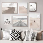 Пустынный пляж кокосовое дерево дорога пейзаж настенная живопись холст скандинавские плакаты и принты настенные картины для декора гостиной