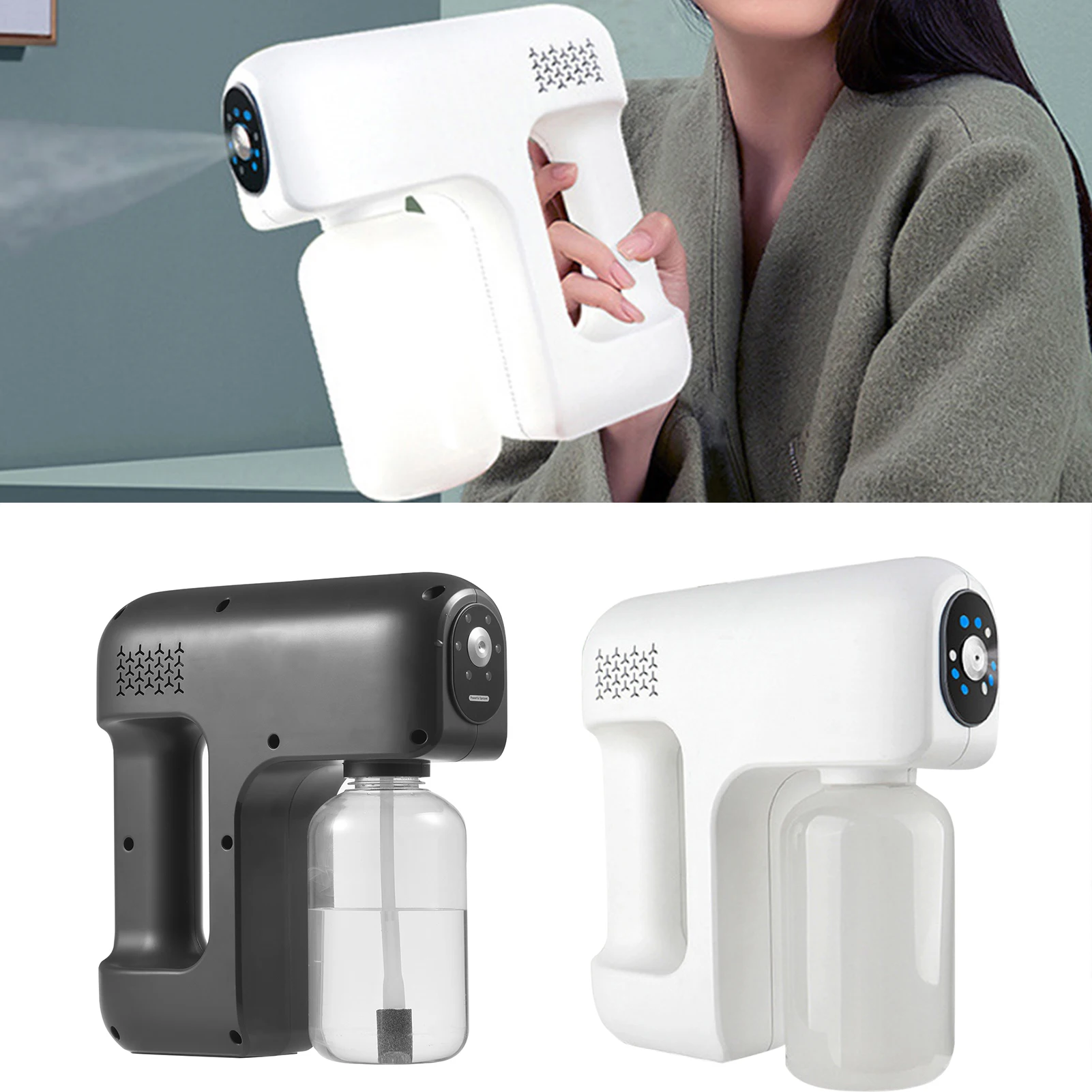 

400ml 25W Nano Mist Sprayer New Intelligent Nano Electric Automatic Sprayer Atomization Disinfection Spray Gun 2500MAh 2.5M