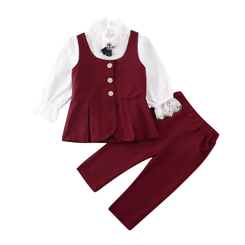 От 2 до 7 лет блейзеры для девочек комплект из 3 предметов Детская кружевная