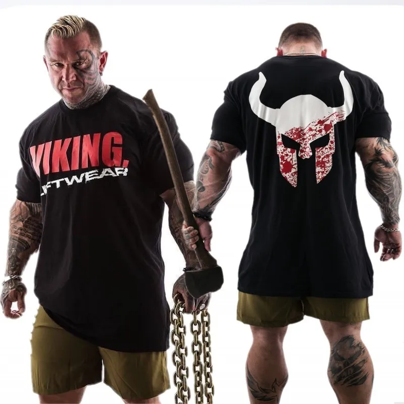 VIKING 2019 новая брендовая одежда тренажерные залы Tight футболка мужские фитнес для