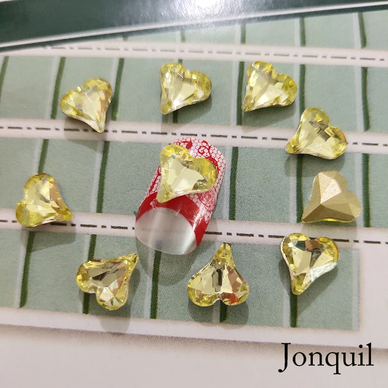 Jonquil 20 шт, 8 мм, алмазные Стразы для маникюра, блестящее стекло, клей на спине, стразы для рукоделия, 3D ногтей - Цвет: Jonquil