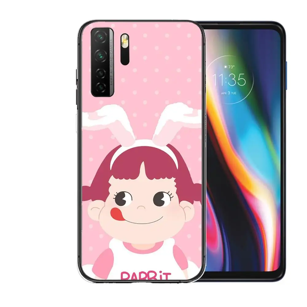 Милый черный мягкий чехол с мультяшной девушкой f-fujiya пухом для Huawei Nova 8 7 6 SE 5T 7i 5i 5Z