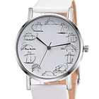 Часы женские кварцевые с кожаным ремешком, модные милые повседневные, с котом, белые дешевые