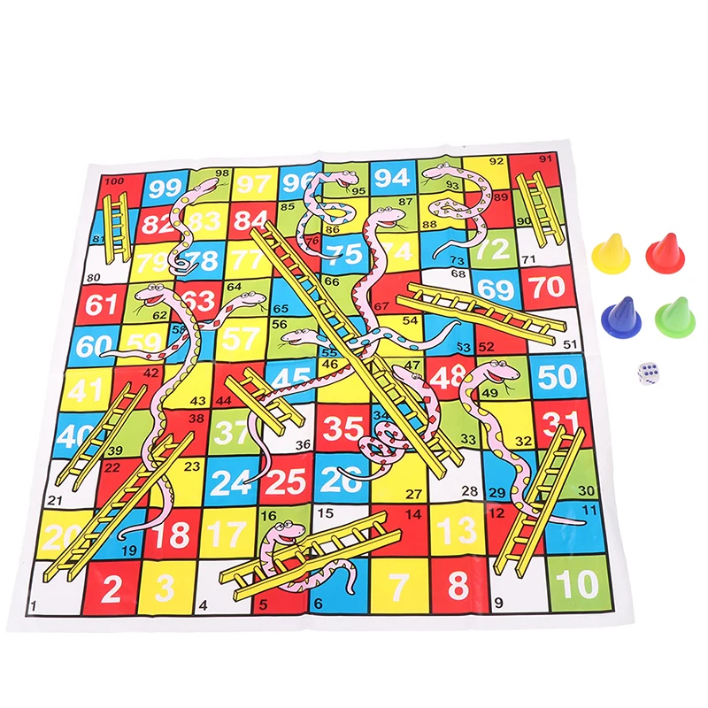 

1pc Snake Ladder Educational Kids Children Toys Interesting Board Game Set Portable Flying Chess Board Family Party Game Gifts