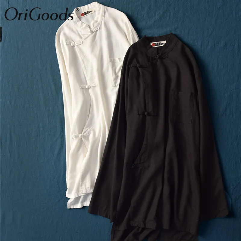 Оригинальная женская блузка с длинным рукавом в китайском стиле длинная рубашка