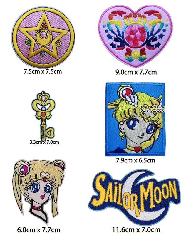 Сейлор Мун значок вышитый Железный На пластыре девичий мультяшный чехол для