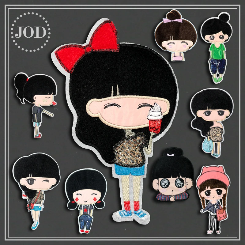 Милая Одежда для девочек с вышитыми рисунками Большие нашивки Нашивки сумок