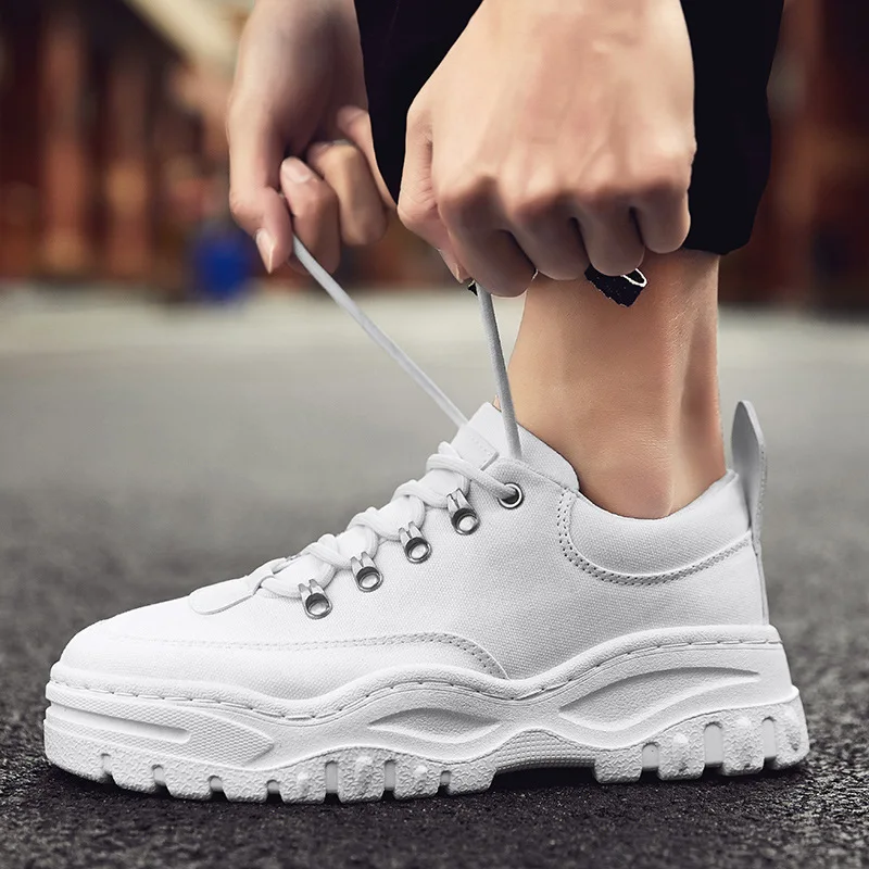 Мужские парусиновые кроссовки с низким верхом удобные повседневные на платформе