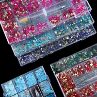1 box nail rhinestones 1pc dotting wax pen flatback crystal multi shape accessories nail art decoration glass stones st8 gs