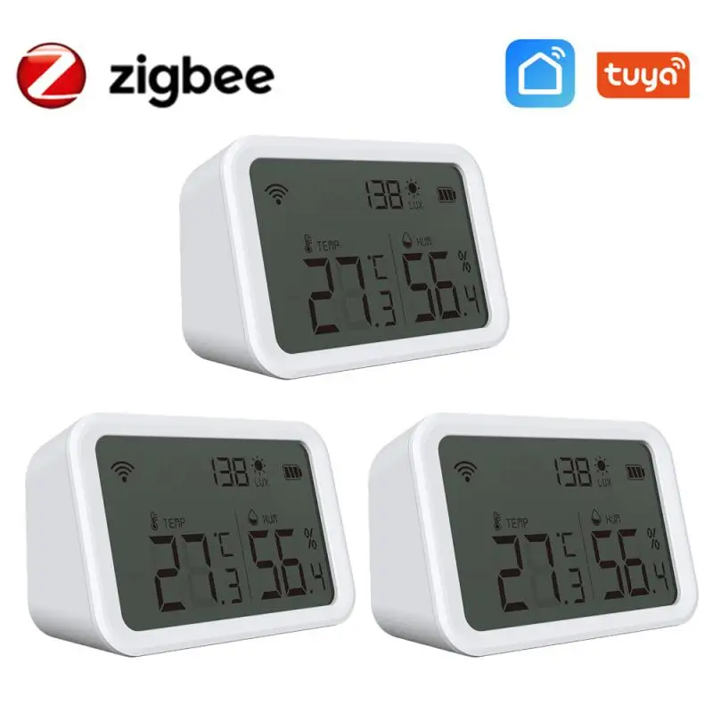 

NEO Tuya Smart Zigbee Temperature And Humidity Sensor Detect Luminous Intensity Tuya Smart Life App Remote Control OTA Function
