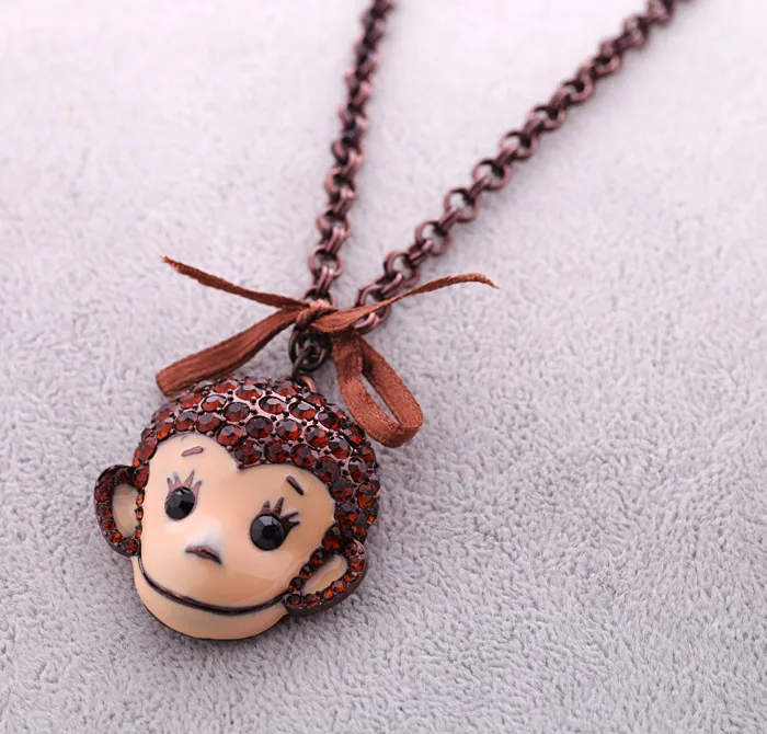 New Fashion Jewelry Red Crystal Monkey Winter Long Necklace For Women Girls Boys Gifts Retro Cute | Украшения и аксессуары