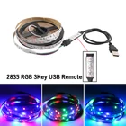Светодиодная лента RGB для подсветки телевизора 2835 SMD не Водонепроницаемая 5 в постоянного тока неоновая Светодиодная лента с дистанционным управлением RGB светодиодный контроллер 3 клавиши 1 м 2 м 3 м 4 м 5 м 50 см