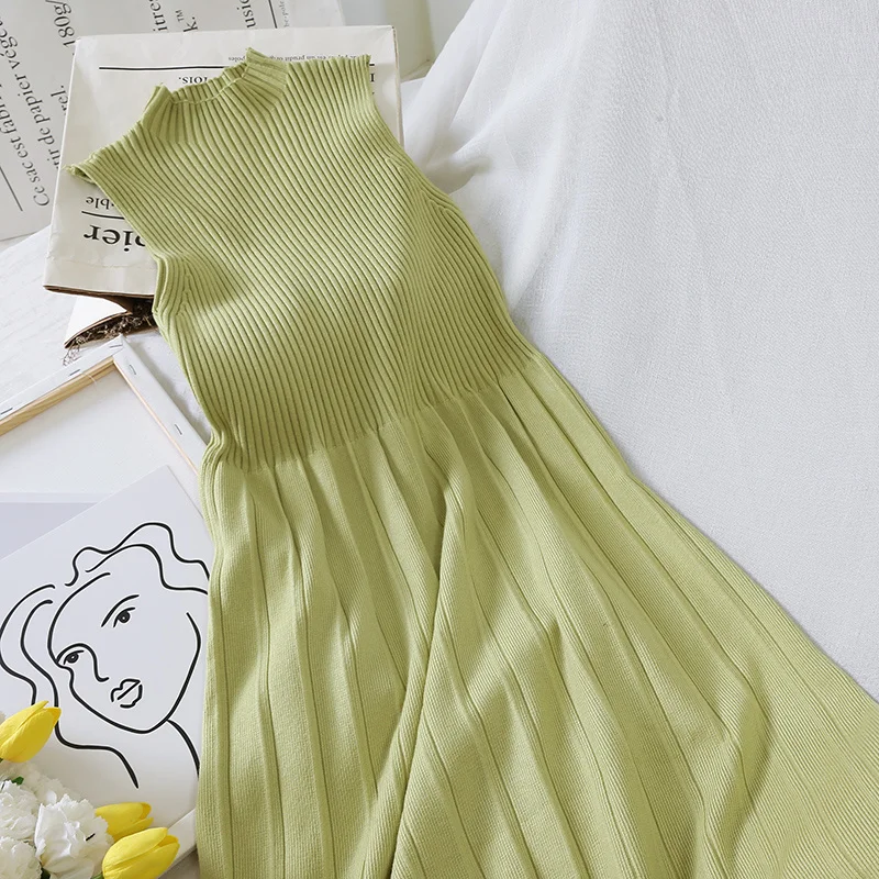 Gaganight Элегантное трикотажное женское осеннее платье макси стрейч без рукавов с