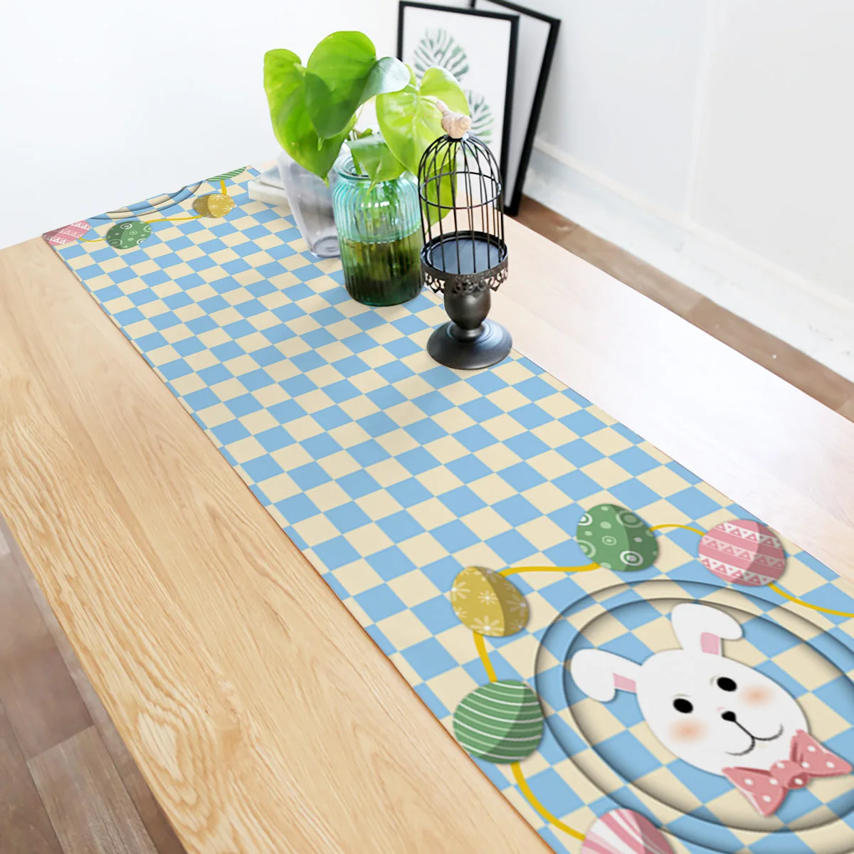 Пасхальные яйца в клетку Мультяшные настольные дорожки скатерти с флагом
